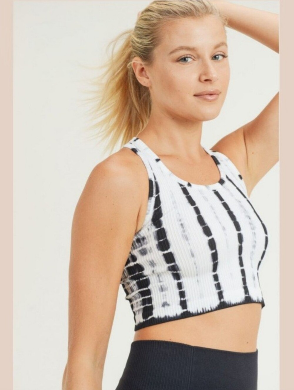 Colsie Black White Tie Dye Cropped Tank Small Festival Concert